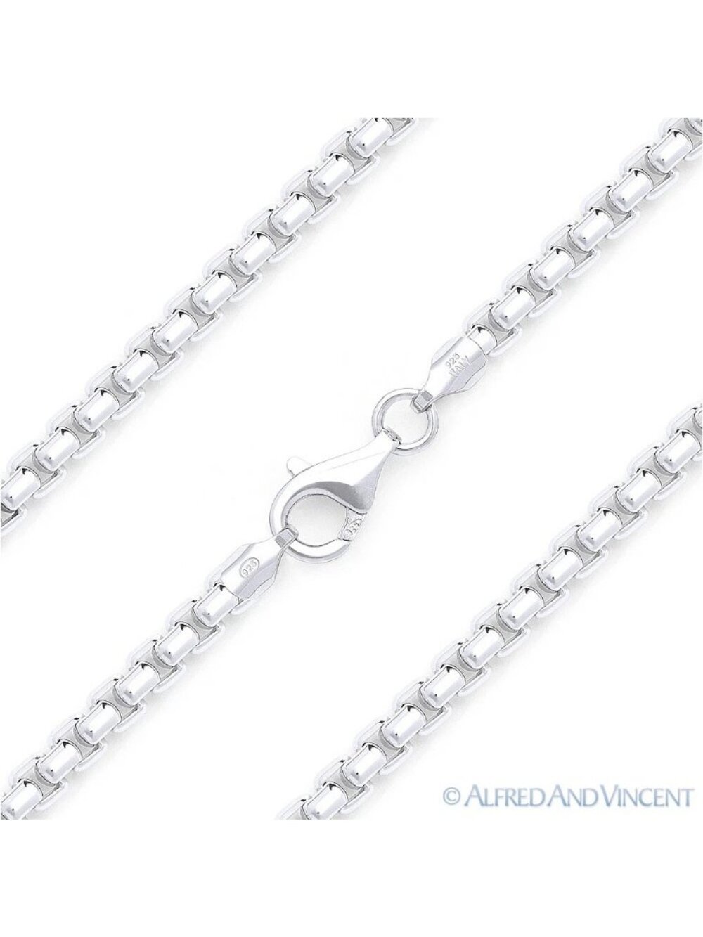 3.5mm Rounded Mirror-Box Link Italian Chain Necklace in .925 Sterling Silver 22"